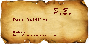 Petz Balázs névjegykártya