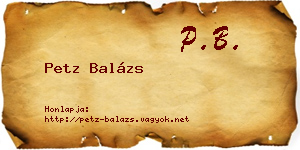 Petz Balázs névjegykártya